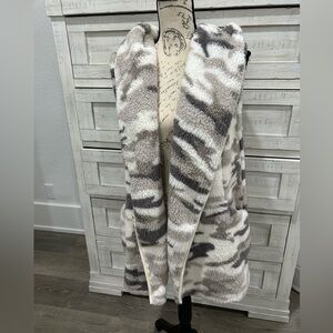 P J Salvage Camouflage Faux Fur Vest